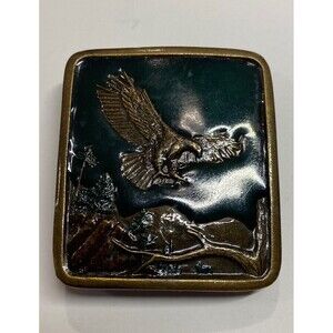 Nice Vintage 1977 Bald EAGLE Soaring Biker Square Minty Belt Buckle Rare